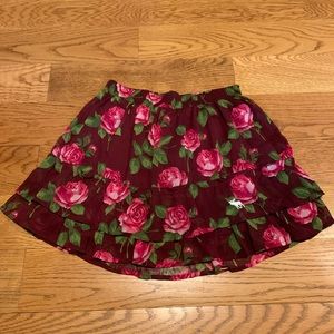 Abercrombie & Fitch Burgundy Floral Skirt Size XS